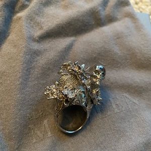 Alexander McQueen Skull Flower Ring NWT